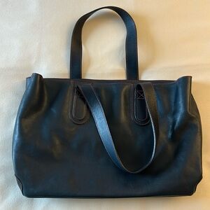 Navy vegan faux leather bag